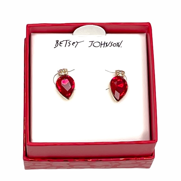 Betsey Johnson Christmas Light Earrings Red Gold Tone - Picture 4 of 4